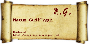 Matus Györgyi névjegykártya
