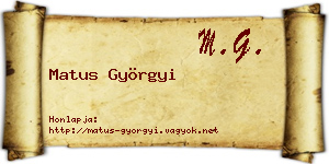 Matus Györgyi névjegykártya
